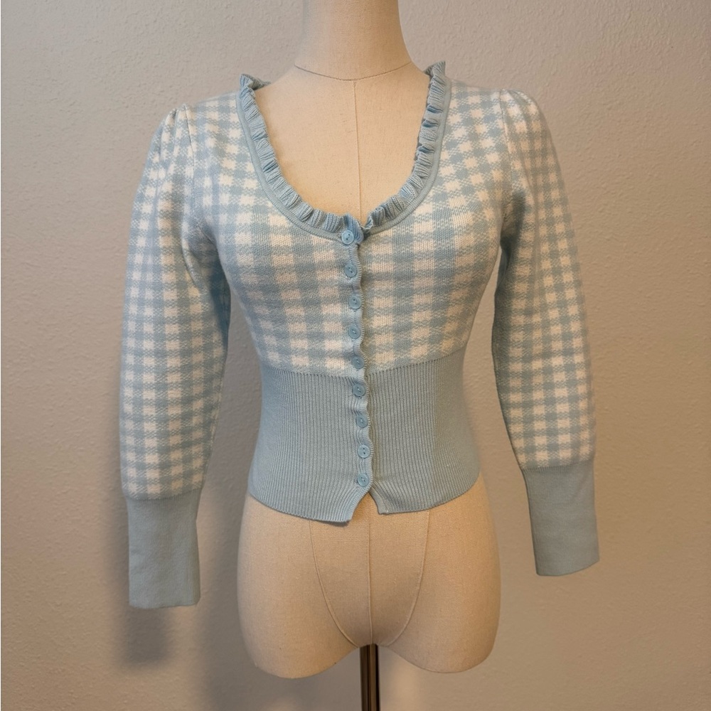 Urban Outfitters Light Blue Gingham Cardigan